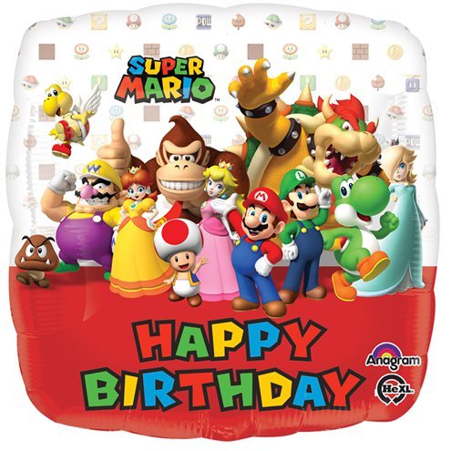 Super Mario ‘Happy Birthday’ Foil Balloon – 18″ (Each)