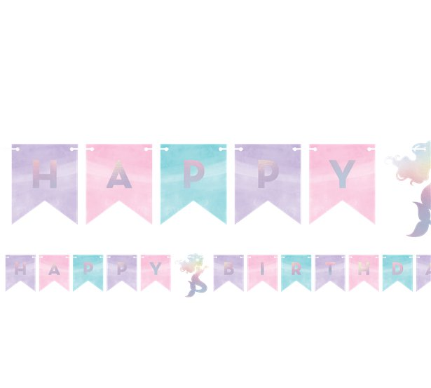 Mermaid Shine Iridescent Happy Birthday Bunting – 1.6m each