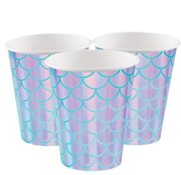 Mermaid Shine Iridescent Paper Cups – 256ml (8pk)