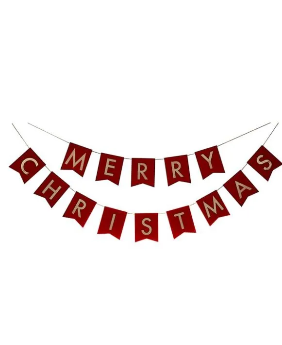 Red Merry Christmas Velvet Bunting – 2m (each)